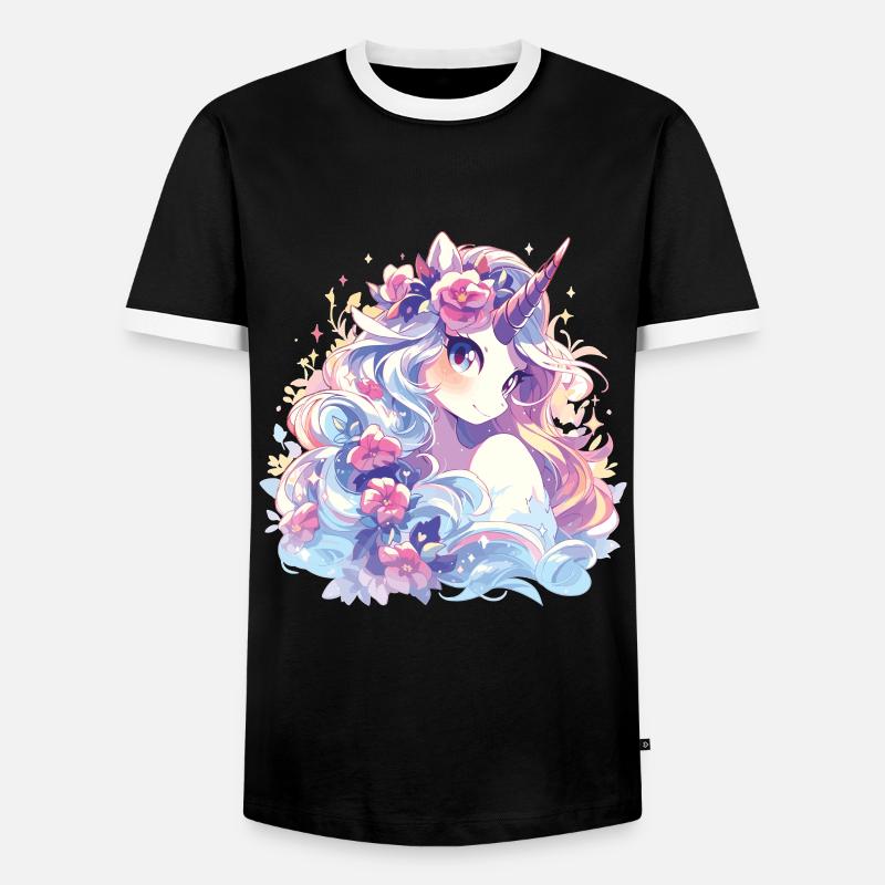 Einhorn Mädchen - Männer Kontrast-T-Shirt - Schwarz/Weiß