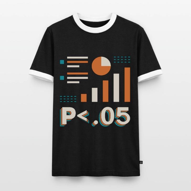 Data Analyst P < .05 Computer Science Programming Men's Ringer Shirt