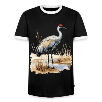 Vogelbeobachtung Sandhill Crane Nebraska Sandhill - Männer Kontrast-T-Shirt - Schwarz/Weiß - Vorne - AI Model Female 172 light (172cm) & AI Model Male 178 light (178cm)