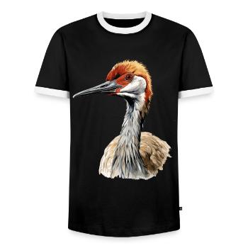 Vogelbeobachtung Sandhill Crane Nebraska Sandhill - Männer Kontrast-T-Shirt - Schwarz/Weiß - Vorne - AI Model Female 172 light (172cm) & AI Model Male 178 light (178cm)