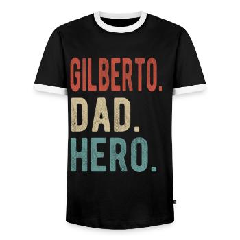 Gilberto Dad Hero - Men's Ringer Shirt - black/white - Front - AI Model Female 172 light (172cm) & AI Model Male 178 light (178cm)