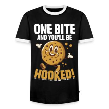 Funny Cookie Boy Scout Cookie Vendor - Men's Ringer Shirt - black/white - Front - AI Model Female 172 light (172cm) & AI Model Male 178 light (178cm)