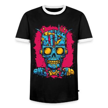 Robot Cyborg Zombie - T-shirt contrasté Homme - noir/blanc - Devant - AI Model Female 172 light (172cm) & AI Model Male 178 light (178cm)