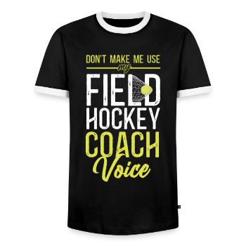 Entraîneur de hockey sur gazon, ne me faites pas - T-shirt contrasté Homme - noir/blanc - Devant - AI Model Female 172 light (172cm) & AI Model Male 178 light (178cm)