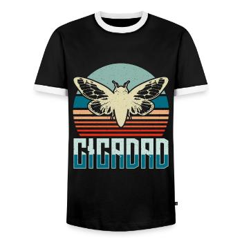 Cicadas Cicadad Loves Flying Insects Entomologist - Men's Ringer Shirt - black/white - Front - AI Model Female 172 light (172cm) & AI Model Male 178 light (178cm)
