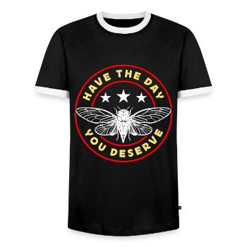 Les cigales ont le jour que vous méritez cigale périodique - T-shirt contrasté Homme - noir/blanc - Devant - AI Model Female 172 light (172cm) & AI Model Male 178 light (178cm)