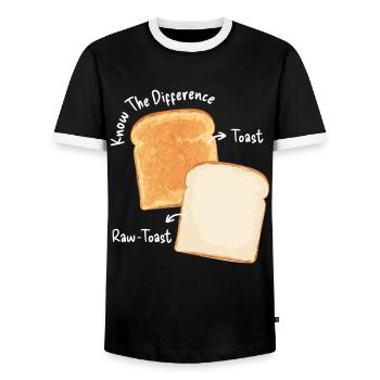 Toast Difference Bread Toast Breakfast - Men's Ringer Shirt - black/white - Front - AI Model Female 172 light (172cm) & AI Model Male 178 light (178cm)