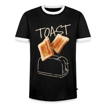 Pain grillé Toast Petit-déjeuner - T-shirt contrasté Homme - noir/blanc - Devant - AI Model Female 172 light (172cm) & AI Model Male 178 light (178cm)