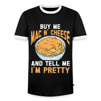 Macaroni au fromage Nouilles Cadeau Pâtes - T-shirt contrasté Homme - noir/blanc - Devant - AI Model Female 172 light (172cm) & AI Model Male 178 light (178cm)
