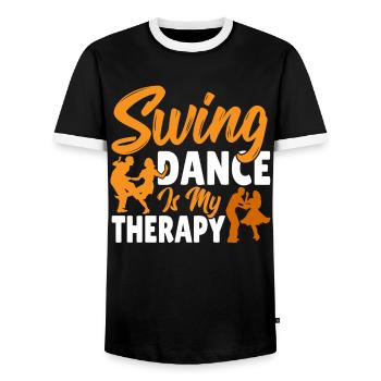 Dancer Swing Dance Is My Therapy Swing Dancing - Men's Ringer Shirt - black/white - Front - AI Model Female 172 light (172cm) & AI Model Male 178 light (178cm)