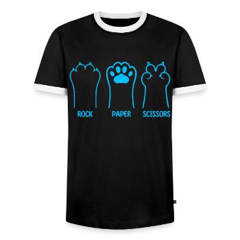 Rockpapierschere Handspiel Lustige Katzenkinder - Männer Kontrast-T-Shirt - Schwarz/Weiß - Vorne - AI Model Female 172 light (172cm) & AI Model Male 178 light (178cm)
