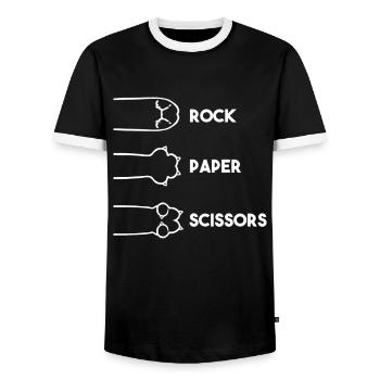 Rockpapierschere Handspiel Lustige Katzenkinder - Männer Kontrast-T-Shirt - Schwarz/Weiß - Vorne - AI Model Female 172 light (172cm) & AI Model Male 178 light (178cm)