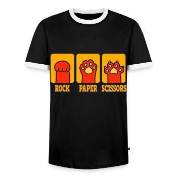 Rockpapierschere Handspiel Lustige Katzenkinder - Männer Kontrast-T-Shirt - Schwarz/Weiß - Vorne - AI Model Female 172 light (172cm) & AI Model Male 178 light (178cm)