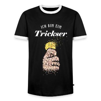 Illusionist Magier Zaubertrick Zauberkünstler - Männer Kontrast-T-Shirt - Schwarz/Weiß - Vorne - AI Model Female 172 light (172cm) & AI Model Male 178 light (178cm)