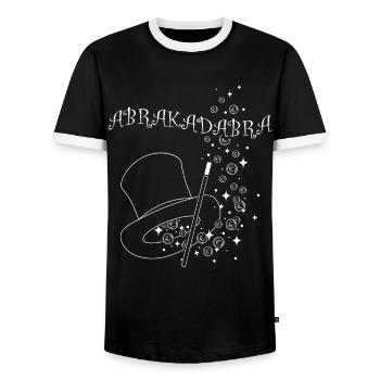 Abracadabra Sorcerer's Hat Tricks Tricks - Men's Ringer Shirt - black/white - Front - AI Model Female 172 light (172cm) & AI Model Male 178 light (178cm)