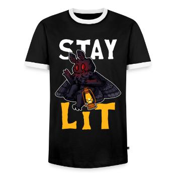 Cryptozoologie de Mothman Crypttide - T-shirt contrasté Homme - noir/blanc - Devant - AI Model Female 172 light (172cm) & AI Model Male 178 light (178cm)