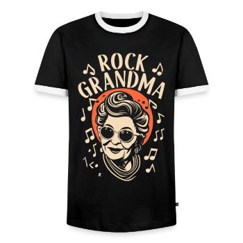 Rock Grandma Grandma Grandma Granny Music Lover - Men's Ringer Shirt - black/white - Front - AI Model Female 172 light (172cm) & AI Model Male 178 light (178cm)