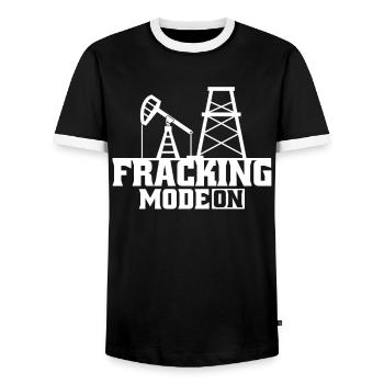 Oilfield Oil Rig Fracking - Men's Ringer Shirt - black/white - Front - AI Model Female 172 light (172cm) & AI Model Male 178 light (178cm)
