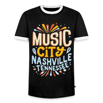 Music City Nashville Tennessee Musiker Geschenk - Männer Kontrast-T-Shirt - Schwarz/Weiß - Vorne - AI Model Female 172 light (172cm) & AI Model Male 178 light (178cm)