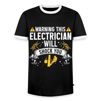 Electrician Gift - Men's Ringer Shirt - black/white - Front - AI Model Female 172 light (172cm) & AI Model Male 178 light (178cm)