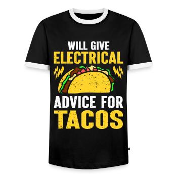 Electrician Gift - Men's Ringer Shirt - black/white - Front - AI Model Female 172 light (172cm) & AI Model Male 178 light (178cm)