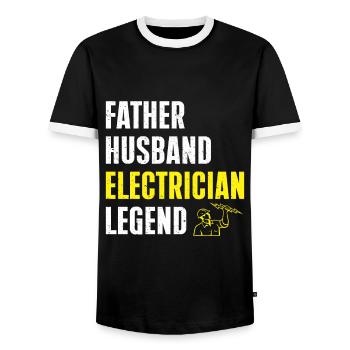 Electrician Gift - Men's Ringer Shirt - black/white - Front - AI Model Female 172 light (172cm) & AI Model Male 178 light (178cm)