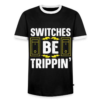 Electrician Gift - Men's Ringer Shirt - black/white - Front - AI Model Female 172 light (172cm) & AI Model Male 178 light (178cm)