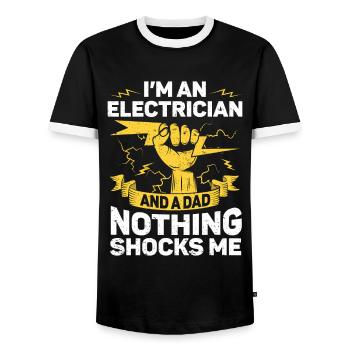 Electrician Gift - Men's Ringer Shirt - black/white - Front - AI Model Female 172 light (172cm) & AI Model Male 178 light (178cm)
