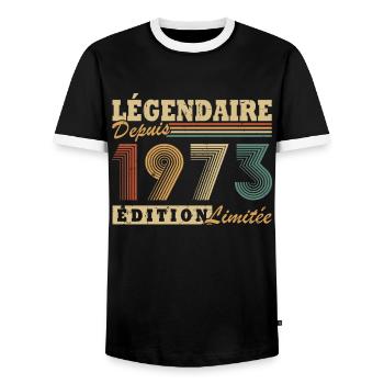 Légendaire depuis 1973 édition limitée - T-shirt contrasté Homme - noir/blanc - Devant - AI Model Female 172 light (172cm) & AI Model Male 178 light (178cm)