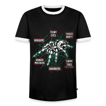 Tarantulas Teeny Eyes Thicc Booty Huggers Spider - Men's Ringer Shirt - black/white - Front - AI Model Female 172 light (172cm) & AI Model Male 178 light (178cm)