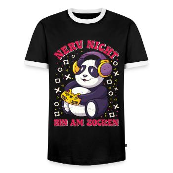 Gaming Panda Nerv Nicht Bin am Zocken Videospiel - Männer Kontrast-T-Shirt - Schwarz/Weiß - Vorne - AI Model Female 172 light (172cm) & AI Model Male 178 light (178cm)