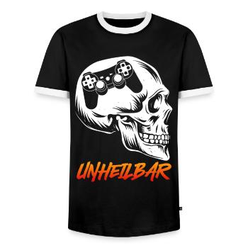 Gamer Gehirn Unheilbar Zocker Videospiele - Männer Kontrast-T-Shirt - Schwarz/Weiß - Vorne - AI Model Female 172 light (172cm) & AI Model Male 178 light (178cm)
