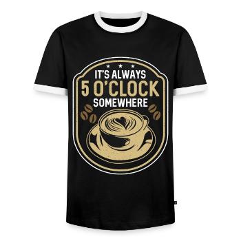 Espresso It's Always 5 O'clock Somewhere Barista - Männer Kontrast-T-Shirt - Schwarz/Weiß - Vorne - AI Model Female 172 light (172cm) & AI Model Male 178 light (178cm)