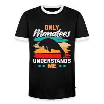 Cold Nose Warm Heart Manatee chubby manatee - Men's Ringer Shirt - black/white - Front - AI Model Female 172 light (172cm) & AI Model Male 178 light (178cm)