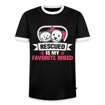 Dog Rescue Designs for Animal Rights Activists - Men's Ringer Shirt - black/white - Front - AI Model Female 172 light (172cm) & AI Model Male 178 light (178cm)