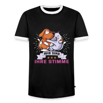 Dog Rescue Designs for Animal Rights Activists - Men's Ringer Shirt - black/white - Front - AI Model Female 172 light (172cm) & AI Model Male 178 light (178cm)