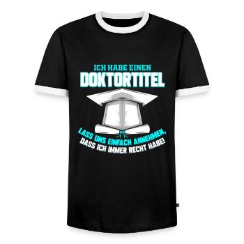 Doktor Abschluss PhD Geschenk Doktortitel - Männer Kontrast-T-Shirt - Schwarz/Weiß - Vorne - AI Model Female 172 light (172cm) & AI Model Male 178 light (178cm)
