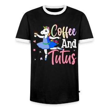 Ballet Dance Ballerina - Men's Ringer Shirt - black/white - Front - AI Model Female 172 light (172cm) & AI Model Male 178 light (178cm)