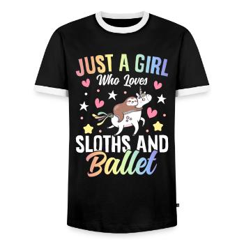 Ballerina - Men's Ringer Shirt - black/white - Front - AI Model Female 172 light (172cm) & AI Model Male 178 light (178cm)