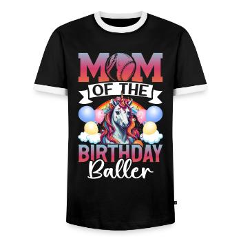 Baseball Player Mom Birthday Girl - Men's Ringer Shirt - black/white - Front - AI Model Female 172 light (172cm) & AI Model Male 178 light (178cm)