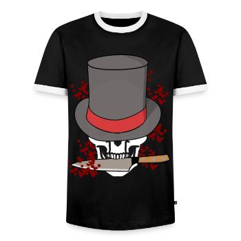 Crâne tueur couteau Halloween horreur mort mafia - T-shirt contrasté Homme - noir/blanc - Devant - AI Model Female 172 light (172cm) & AI Model Male 178 light (178cm)
