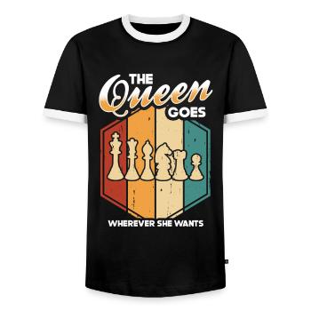 Schachspieler Stücke Schachliebhaber Mädchen - Männer Kontrast-T-Shirt - Schwarz/Weiß - Vorne - AI Model Female 172 light (172cm) & AI Model Male 178 light (178cm)