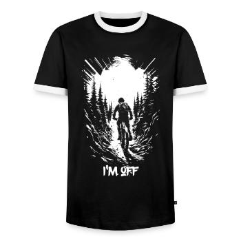 I'm out mountain biking - Men's Ringer Shirt - black/white - Front - AI Model Female 172 light (172cm) & AI Model Male 178 light (178cm)