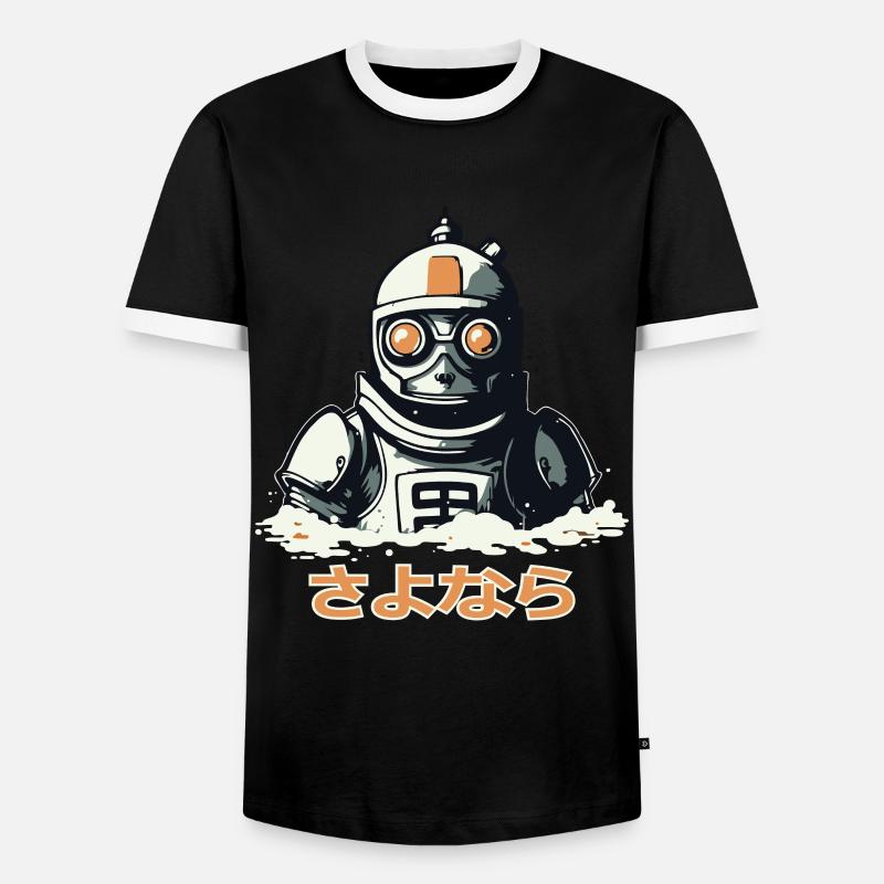 さよなら Leb wohl, ein sinkender Roboter - Männer Kontrast-T-Shirt - Schwarz/Weiß