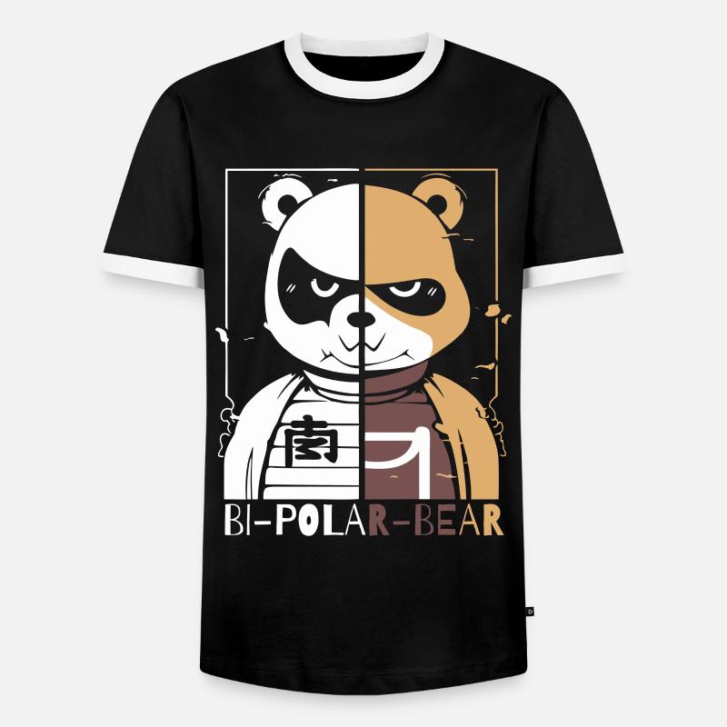 Bipolarer Polar Bär oder Eisbär - Männer Kontrast-T-Shirt - Schwarz/Weiß