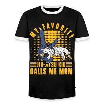Mon Jiu-Jitsu Kid préféré m’appelle maman - T-shirt contrasté Homme - noir/blanc - Devant - AI Model Female 172 light (172cm) & AI Model Male 178 light (178cm)
