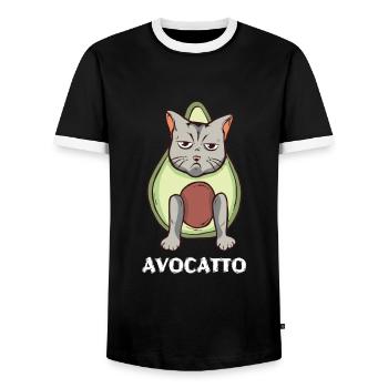Avocado Design for Vegetarians and Vegans - Men's Ringer Shirt - black/white - Front - AI Model Female 172 light (172cm) & AI Model Male 178 light (178cm)