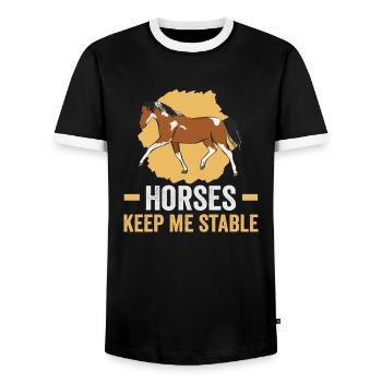 Reiter und Reitsport Design für Pferdeliebhaber - Männer Kontrast-T-Shirt - Schwarz/Weiß - Vorne - AI Model Female 172 light (172cm) & AI Model Male 178 light (178cm)