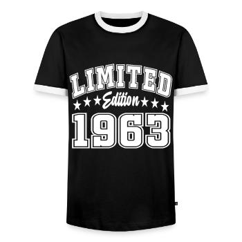 Édition limitée 1963 - T-shirt contrasté Homme - noir/blanc - Devant - AI Model Female 172 light (172cm) & AI Model Male 178 light (178cm)