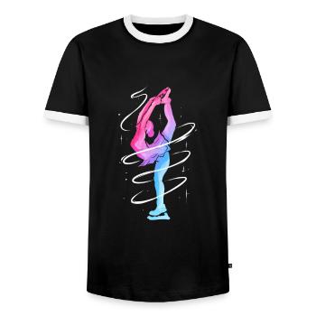 Cadeau de patineur artistique pour le patinage artistique - T-shirt contrasté Homme - noir/blanc - Devant - AI Model Female 172 light (172cm) & AI Model Male 178 light (178cm)